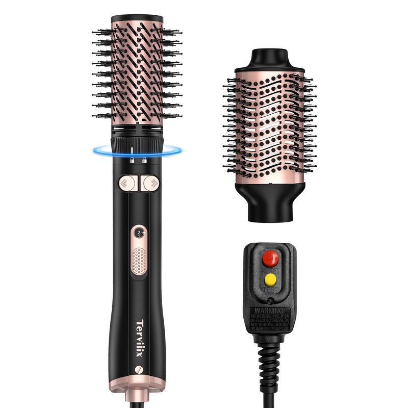 Terviiix 4-In-1 Hot Air Rotating Blow Dryer Brush Kit – 1000W with Rotatable round Brushes (2 Sizes), Oval Volumizer, and Diffuser – Ideal for Curly Hair, with Arthritis-Friendly Big Buttons, Black